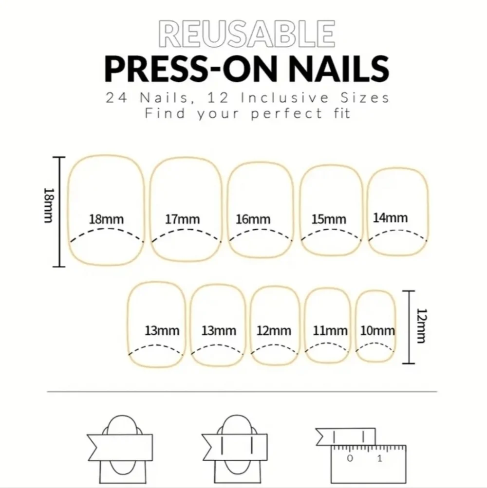 24 Pieces Fake Press On Nails